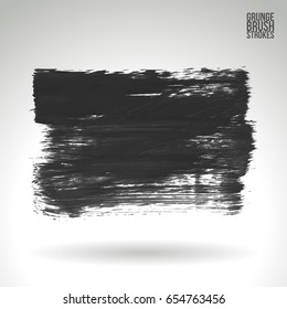 Grey brush stroke and texture. Grunge vector abstract hand - painted element. Underline and border design.
