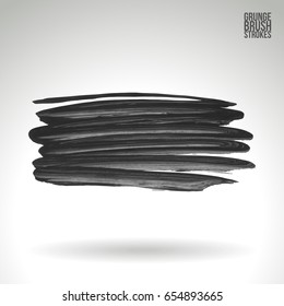 Grey brush stroke and texture. Grunge vector abstract hand - painted element. Underline and border design.