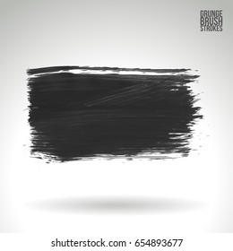 Grey brush stroke and texture. Grunge vector abstract hand - painted element. Underline and border design.