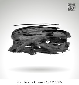 Grey brush stroke and texture. Grunge vector abstract hand - painted element. Underline and border design.