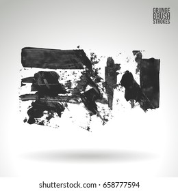 Grey brush stroke and texture. Grunge vector abstract hand - painted element. Underline and border design.