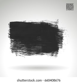 Grey brush stroke and texture. Grunge vector abstract hand - painted element. Underline and border design.