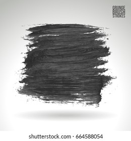 Grey brush stroke and texture. Grunge vector abstract hand - painted element. Underline and border design.