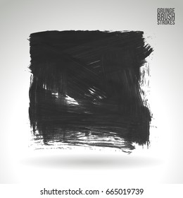 Grey brush stroke and texture. Grunge vector abstract hand - painted element. Underline and border design.