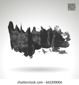 Grey brush stroke and texture. Grunge vector abstract hand - painted element. Underline and border design.