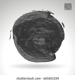 Grey brush stroke and texture. Grunge vector abstract hand - painted element. Underline and border design.