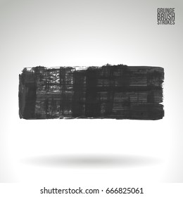 Grey brush stroke and texture. Grunge vector abstract hand - painted element. Underline and border design.
