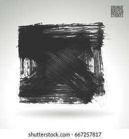 Grey brush stroke and texture. Grunge vector abstract hand - painted element. Underline and border design.
