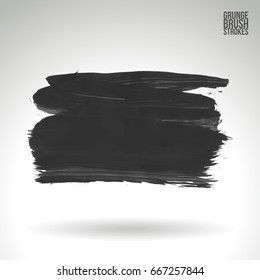 Grey brush stroke and texture. Grunge vector abstract hand - painted element. Underline and border design.