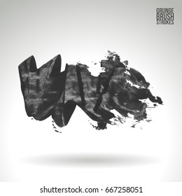 Grey brush stroke and texture. Grunge vector abstract hand - painted element. Underline and border design.
