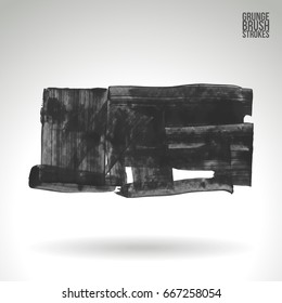 Grey brush stroke and texture. Grunge vector abstract hand - painted element. Underline and border design.