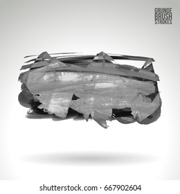 Grey brush stroke and texture. Grunge vector abstract hand - painted element. Underline and border design.