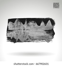 Grey brush stroke and texture. Grunge vector abstract hand - painted element. Underline and border design.