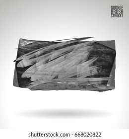 Grey brush stroke and texture. Grunge vector abstract hand - painted element. Underline and border design.