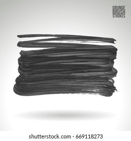 Grey brush stroke and texture. Grunge vector abstract hand - painted element. Underline and border design.