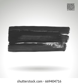 Grey brush stroke and texture. Grunge vector abstract hand - painted element. Underline and border design.