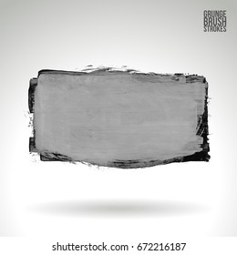 Grey brush stroke and texture. Grunge vector abstract hand - painted element. Underline and border design.