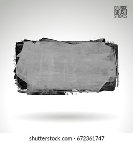 Grey brush stroke and texture. Grunge vector abstract hand - painted element. Underline and border design.