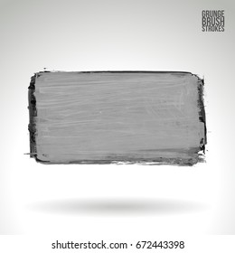 Grey brush stroke and texture. Grunge vector abstract hand - painted element. Underline and border design.