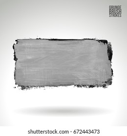 Grey brush stroke and texture. Grunge vector abstract hand - painted element. Underline and border design.