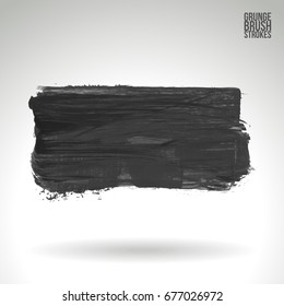Grey brush stroke and texture. Grunge vector abstract hand - painted element. Underline and border design.