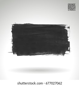 Grey brush stroke and texture. Grunge vector abstract hand - painted element. Underline and border design.