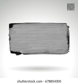 Grey brush stroke and texture. Grunge vector abstract hand - painted element. Underline and border design.