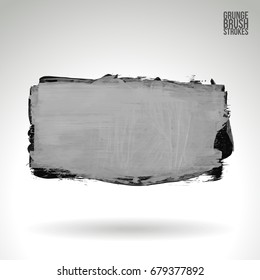 Grey brush stroke and texture. Grunge vector abstract hand - painted element. Underline and border design.