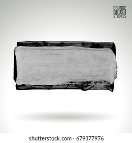 Grey brush stroke and texture. Grunge vector abstract hand - painted element. Underline and border design.