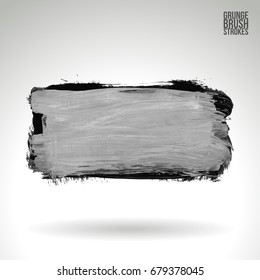 Grey brush stroke and texture. Grunge vector abstract hand - painted element. Underline and border design.