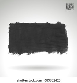 Grey brush stroke and texture. Grunge vector abstract hand - painted element. Underline and border design.
