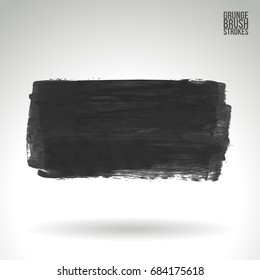 Grey brush stroke and texture. Grunge vector abstract hand - painted element. Underline and border design.