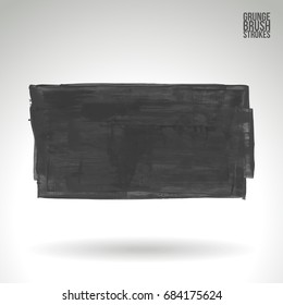 Grey brush stroke and texture. Grunge vector abstract hand - painted element. Underline and border design.