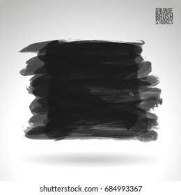 Grey brush stroke and texture. Grunge vector abstract hand - painted element. Underline and border design.
