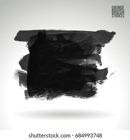 Grey brush stroke and texture. Grunge vector abstract hand - painted element. Underline and border design.