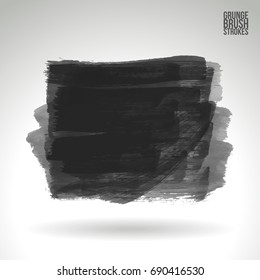 Grey brush stroke and texture. Grunge vector abstract hand - painted element. Underline and border design.