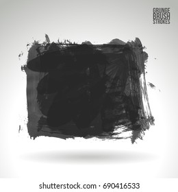 Grey brush stroke and texture. Grunge vector abstract hand - painted element. Underline and border design.