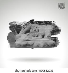 Grey brush stroke and texture. Grunge vector abstract hand - painted element. Underline and border design.
