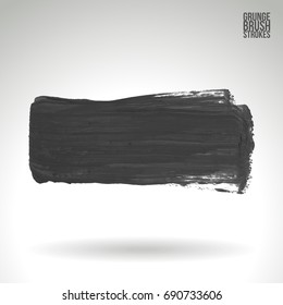 Grey brush stroke and texture. Grunge vector abstract hand - painted element. Underline and border design.