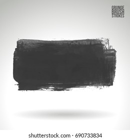 Grey brush stroke and texture. Grunge vector abstract hand - painted element. Underline and border design.