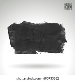 Grey brush stroke and texture. Grunge vector abstract hand - painted element. Underline and border design.