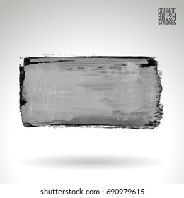 Grey brush stroke and texture. Grunge vector abstract hand - painted element. Underline and border design.