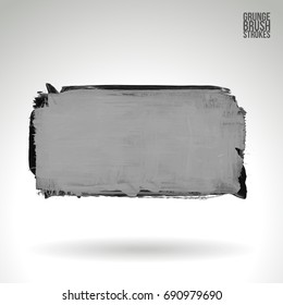 Grey brush stroke and texture. Grunge vector abstract hand - painted element. Underline and border design.