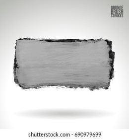 Grey brush stroke and texture. Grunge vector abstract hand - painted element. Underline and border design.