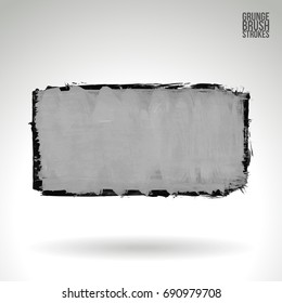 Grey brush stroke and texture. Grunge vector abstract hand - painted element. Underline and border design.