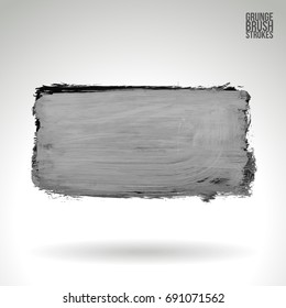 Grey brush stroke and texture. Grunge vector abstract hand - painted element. Underline and border design.