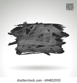 Grey brush stroke and texture. Grunge vector abstract hand - painted element. Underline and border design.