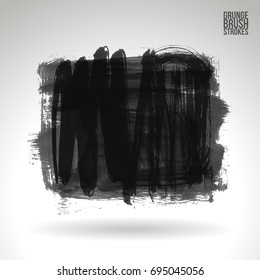 Grey brush stroke and texture. Grunge vector abstract hand - painted element. Underline and border design.