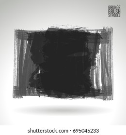 Grey brush stroke and texture. Grunge vector abstract hand - painted element. Underline and border design.