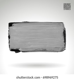 Grey brush stroke and texture. Grunge vector abstract hand - painted element. Underline and border design.